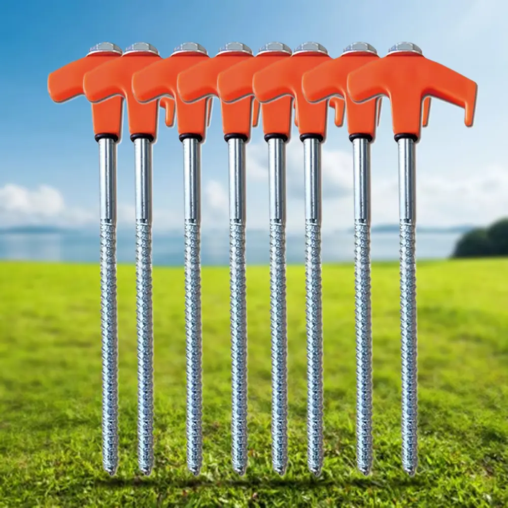 8Pcs Heavy Duty Spiral Screw with Hex Socket Stakes Ground Anchors Camping Stakes Tent Ground Nail Heavy Duty Tent Stakes Pegs