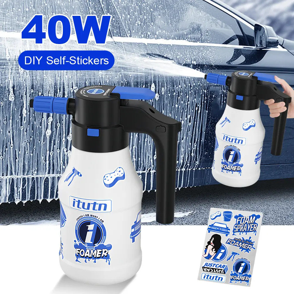 1.5L Electric Foam Sprayer USB Rechargeable Car Washing Foam Sprayer Can Foaming Pump Watering Can Car Home Cleaning Tools