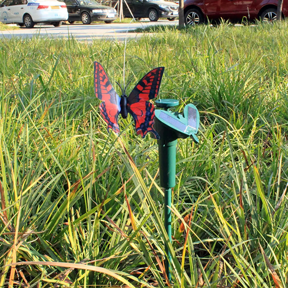 2-5PCS Solar Powered Flying Humming Bird Dancing Fluttering Butterflies Ornaments Waterproof Garden Yard Home Farmland Ornament
