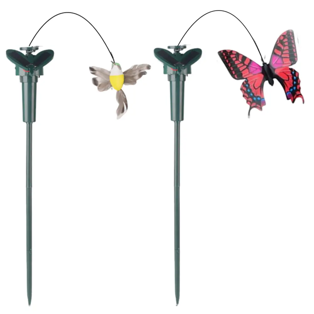 2-5PCS Solar Powered Flying Humming Bird Dancing Fluttering Butterflies Ornaments Waterproof Garden Yard Home Farmland Ornament