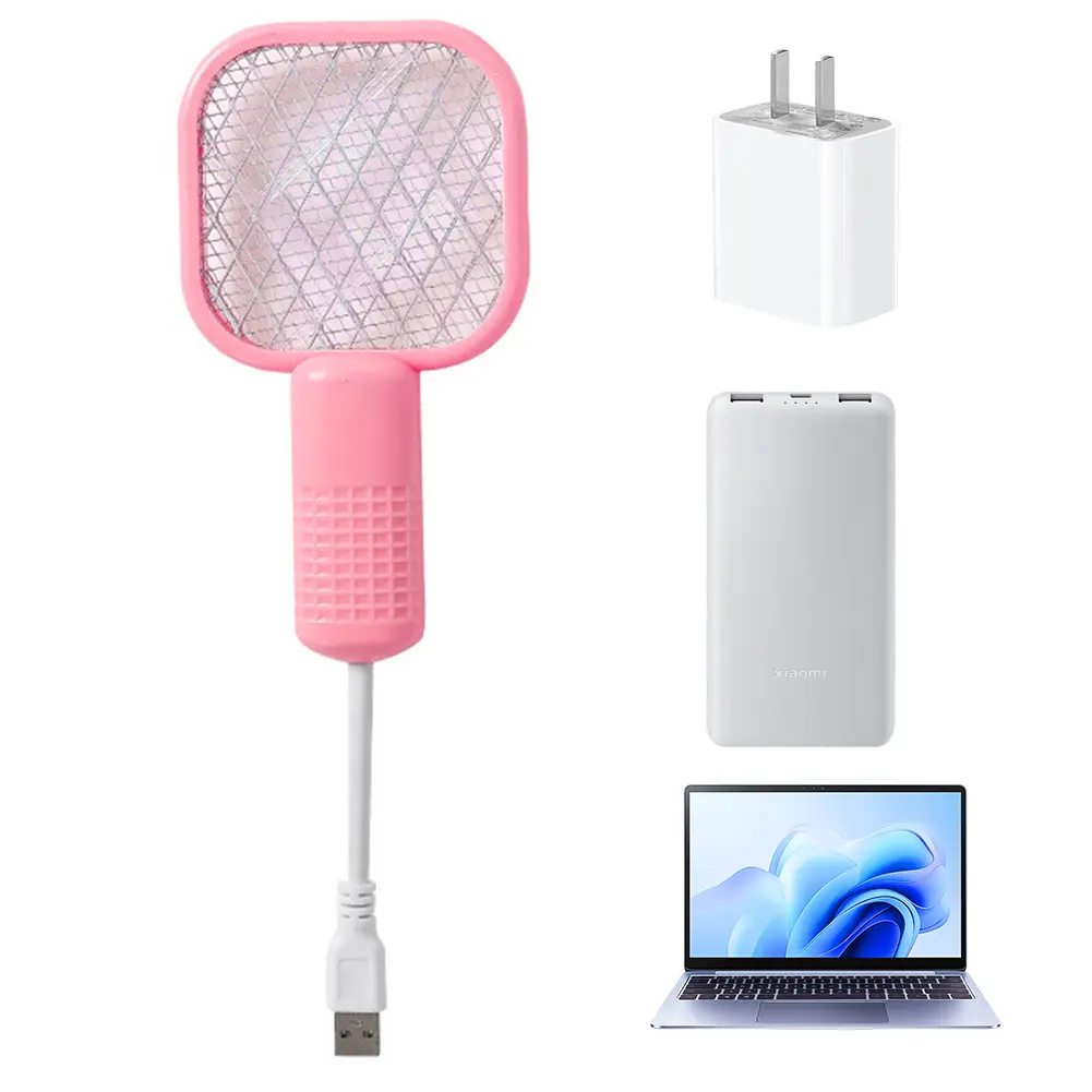 USB Electric Fly Swatter 2 in 1 Mosquito Swatter Mosquitoes Trap Lamp for Home Indoor Outdoor