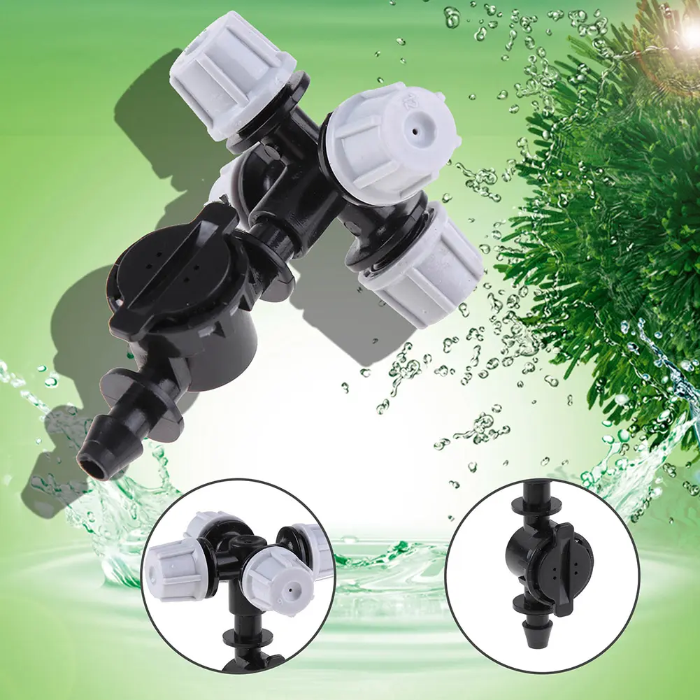20-100PCS 4Hole Micro Mist Sprinkler Four Outlets Atomizing Misting Sprayer Easy Installation for Outdoor Misting Cooling System