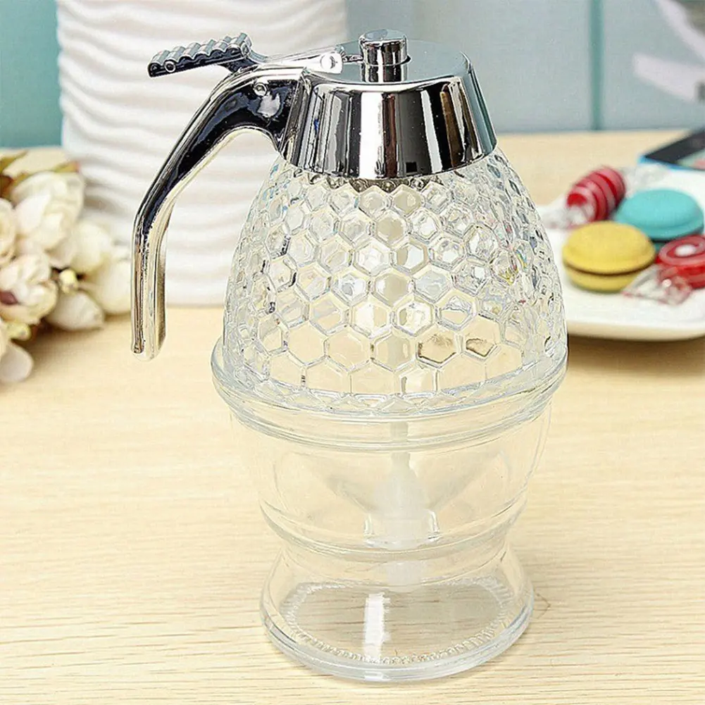 2-5PCS No Drip Acrylic Honey Pourer Dispenser with Stand Honey Jar Container Storage Juice Syrup Cup Bee Drip Dispenser Kettle
