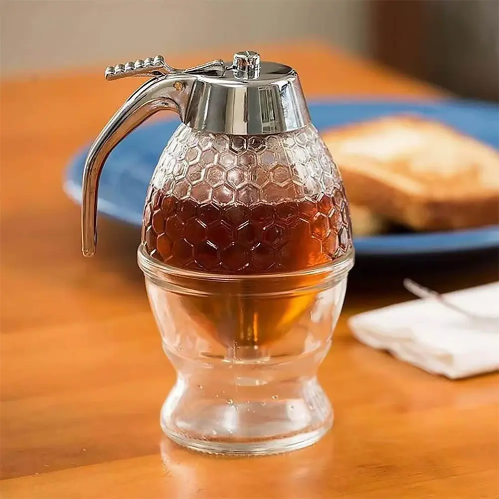 2-5PCS No Drip Acrylic Honey Pourer Dispenser with Stand Honey Jar Container Storage Juice Syrup Cup Bee Drip Dispenser Kettle