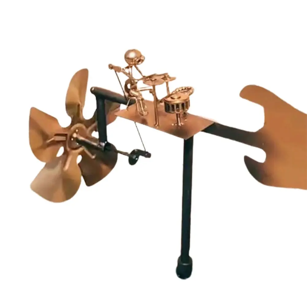 Metal Wind Spinner Beat The Drums with The Wind Decorative Wind Power Rock Art Statue for Garden Yard Patio Lawn Porch Backyard