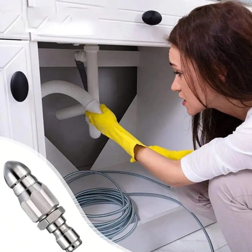2 PCS Pressure Washer Sewer Jetter Nozzle 1/4inch Pressure Drain Jet Hose Nozzle Sewer Jetting Nozzle for Heavy Dirty