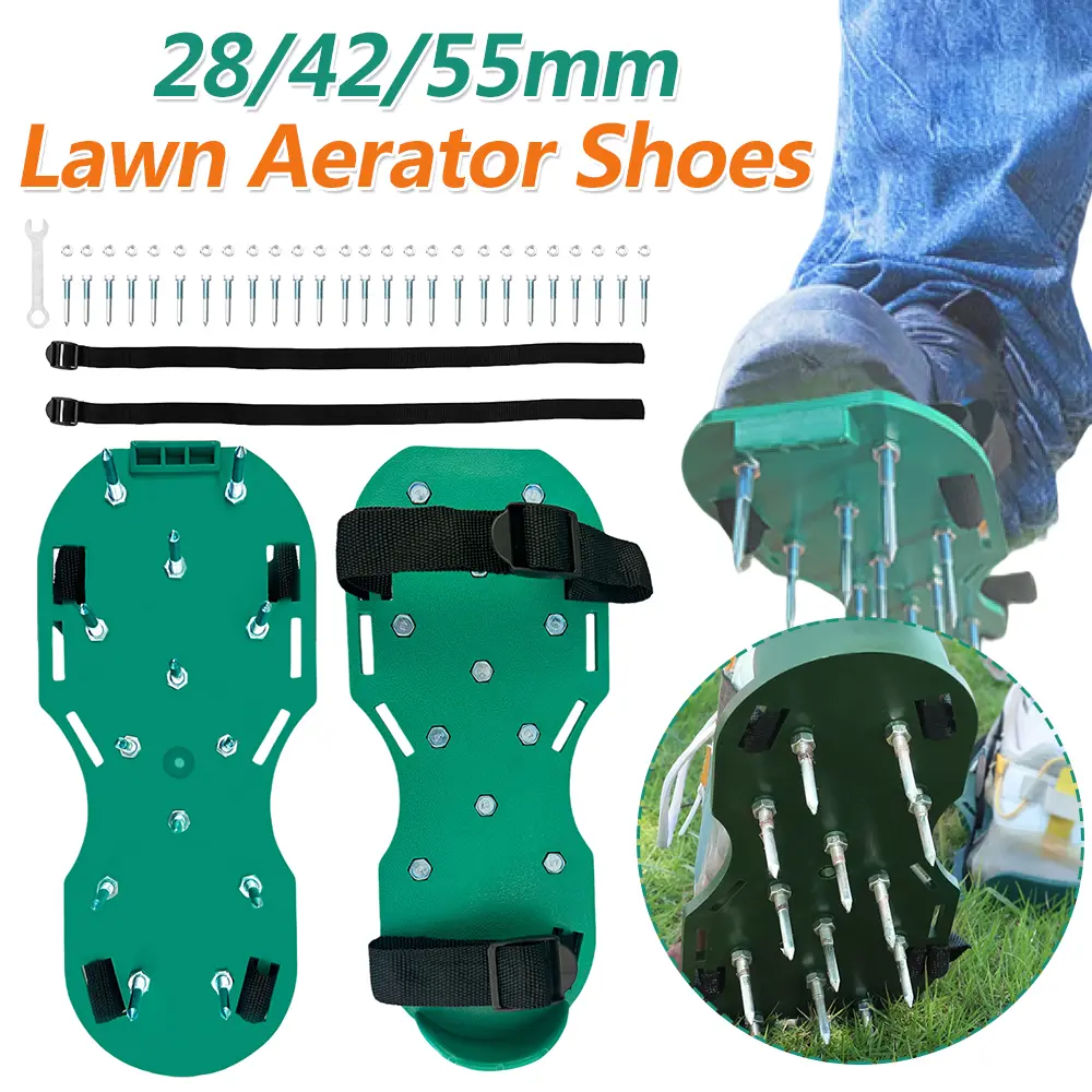 28mm/42mm/55mm Lawn Aerator Shoes Garden Spike Shoes Grass Aeration Shoes for Epoxy Floor Lawn Yard Patio Garden