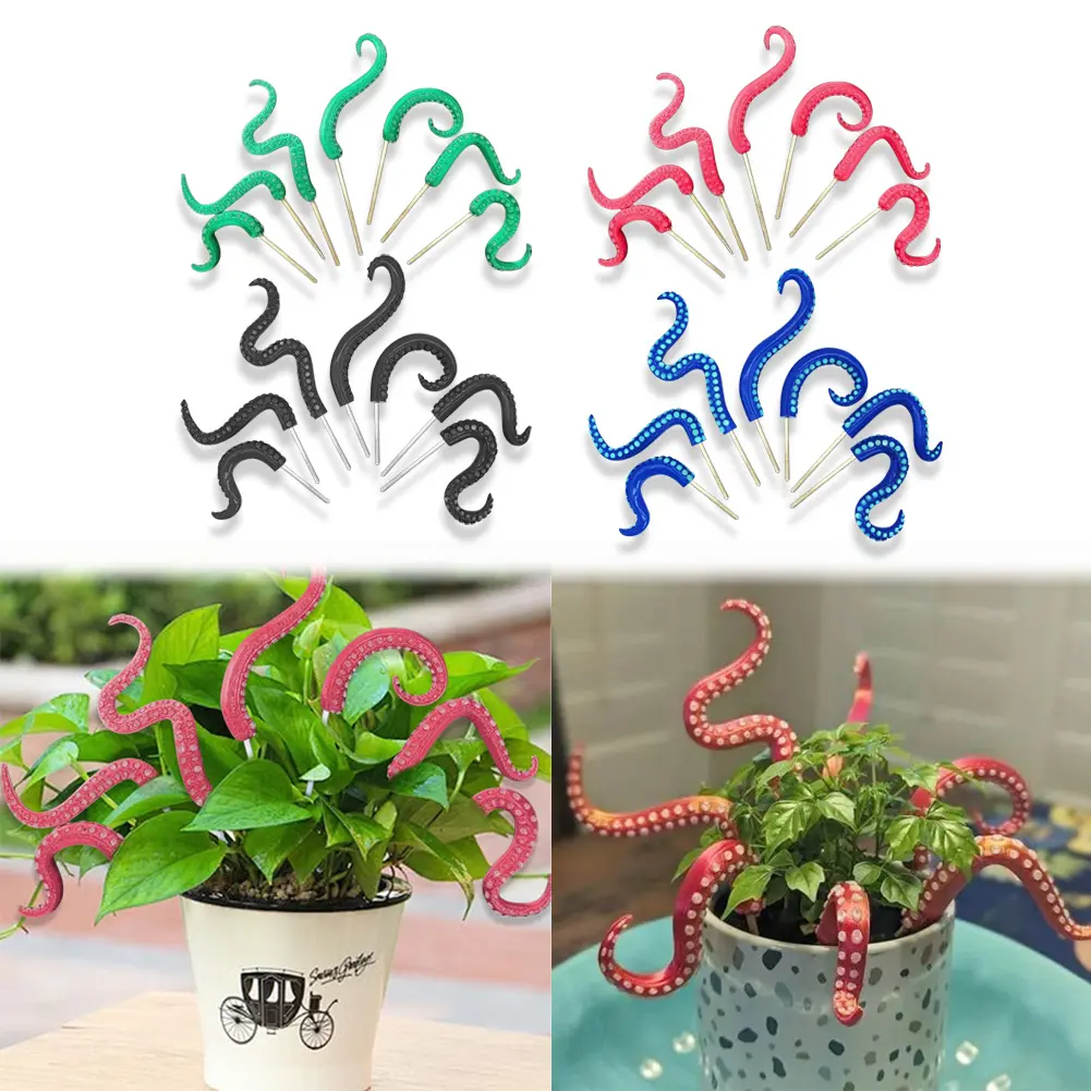 7Pcs Octopus Decorative Garden Stakes Glow in The Dark Octopus Tentacle Flower Pot Decoration Funny Halloween Plant Ornaments