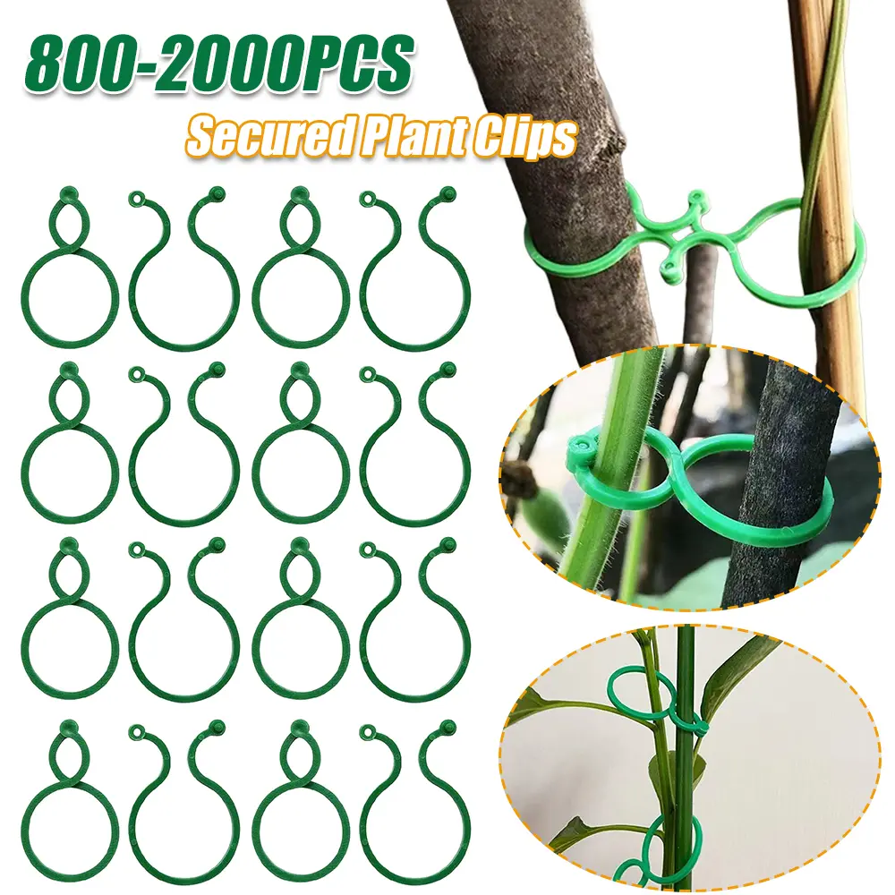 800-2000PCS Garden Vine Strapping Clips Plant Bundled Buckle Ring Holder Tomato Garden Plant Stand Tool Gardening Supports Tools