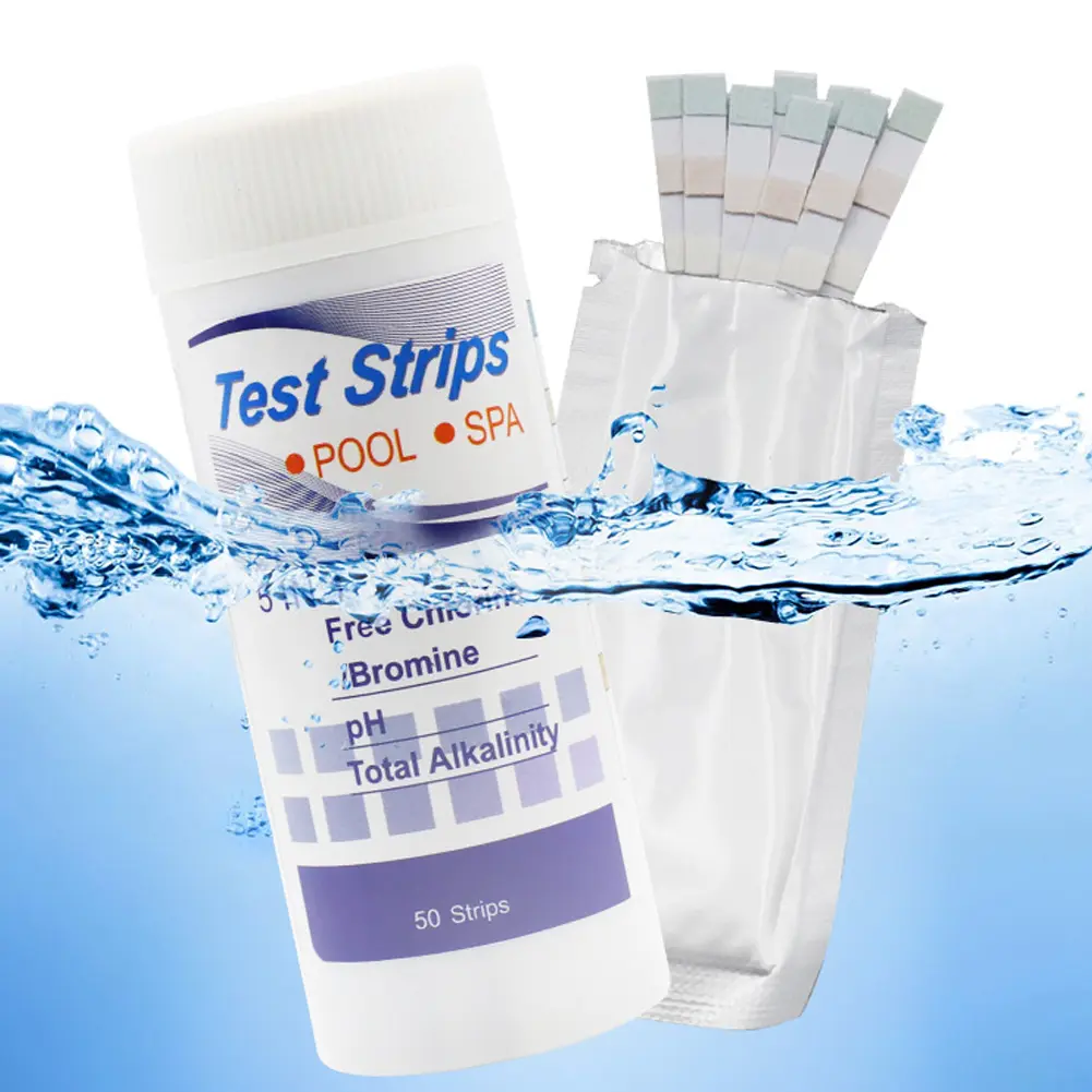 3-10Box 5 in 1 Swimming Pool PH Test Paper Residual Chlorine PH Value Alkalinity Hardness Test Strip PH Tester Pool Accessories