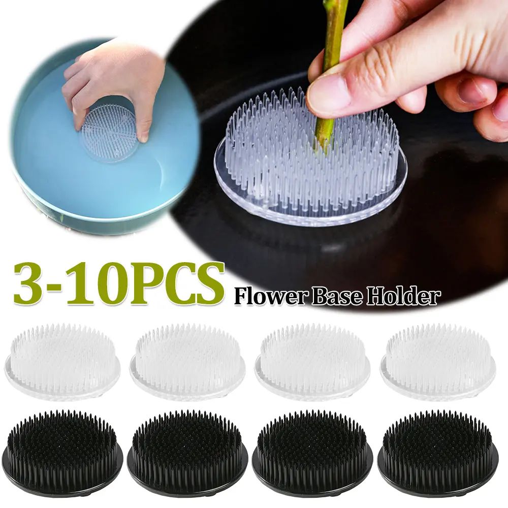 3-10PCS Plastic Flower Arranging Tool Round Ikebana Kenzan Flower Frog Suction Cup Art Fixed Rubber Base Holder Floral Decor Pot