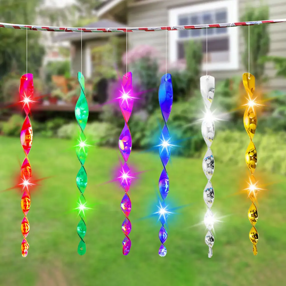 12/24Pcs Bird Repellent Stick Spiral Wind Chimes Bird Repellent Goods Crow Repellent Keep Pigeon Woodpecker Away for Garden Yard