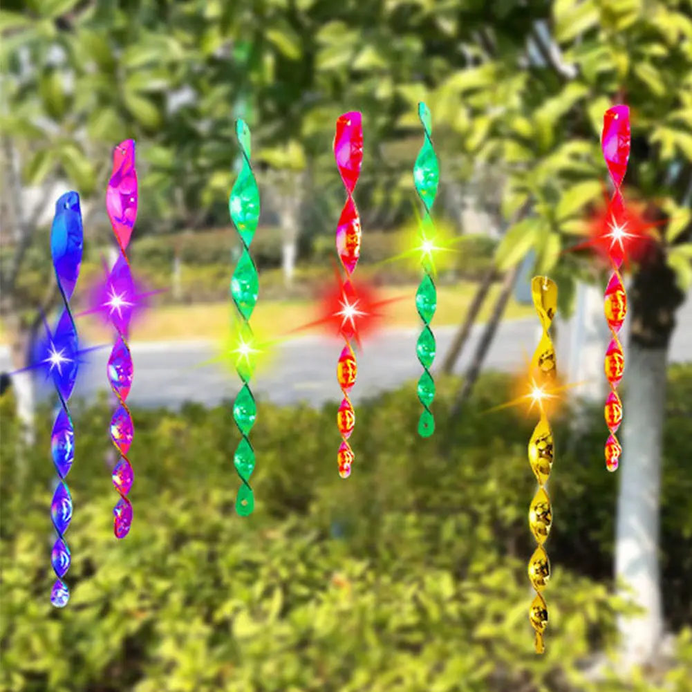 12/24Pcs Bird Repellent Stick Spiral Wind Chimes Bird Repellent Goods Crow Repellent Keep Pigeon Woodpecker Away for Garden Yard