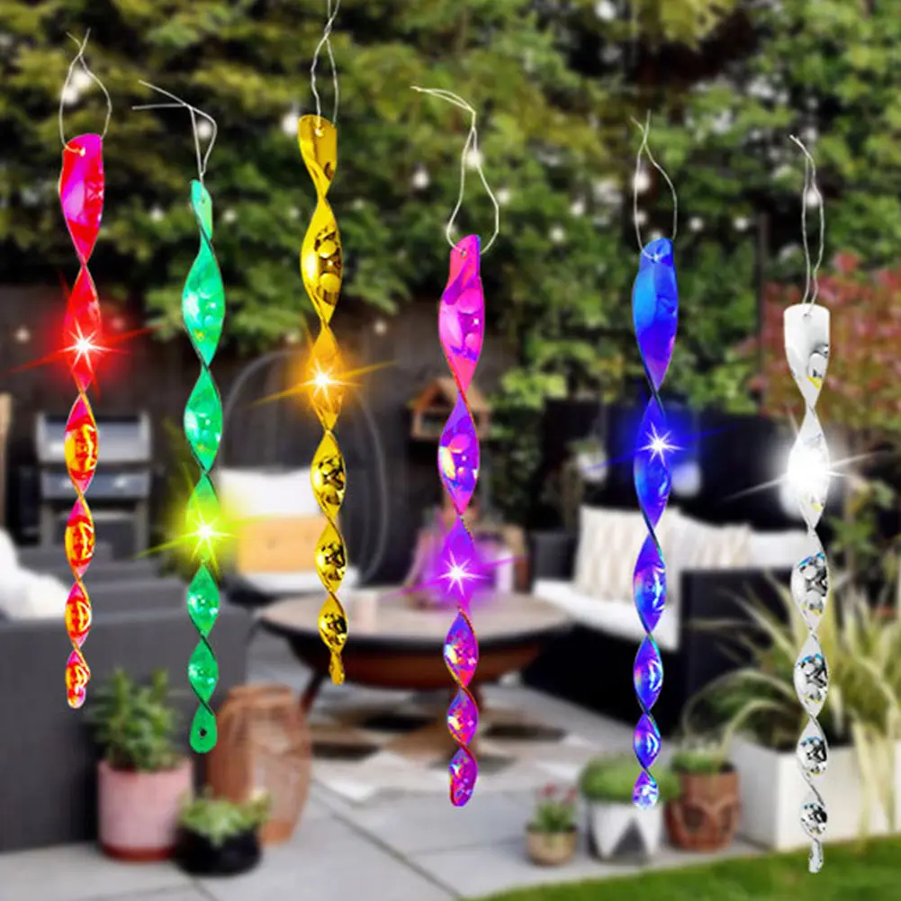12/24Pcs Bird Repellent Stick Spiral Wind Chimes Bird Repellent Goods Crow Repellent Keep Pigeon Woodpecker Away for Garden Yard