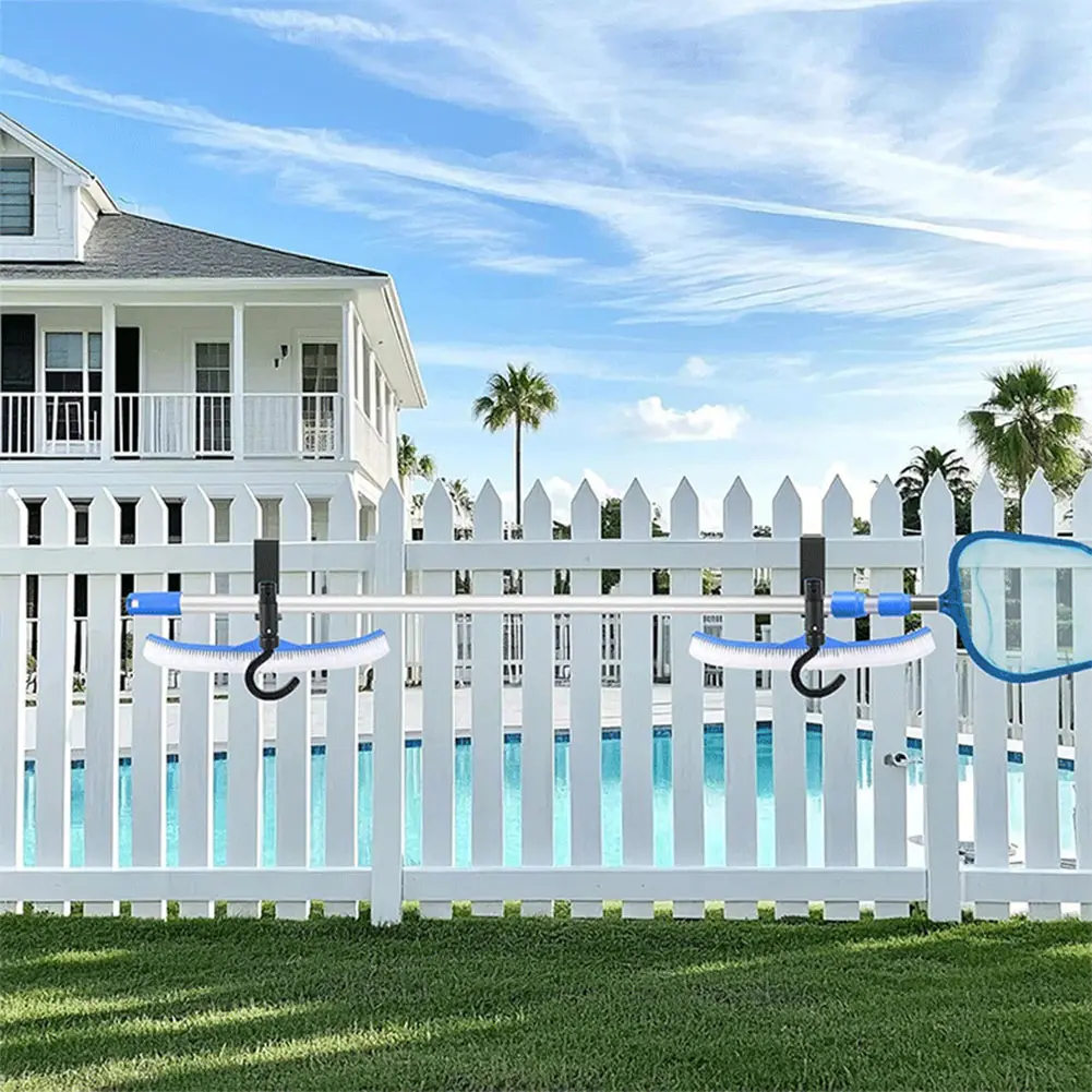 2Pcs Hanging Pool Fence Hooks Multifunctional Pool Fence Storage Rack Pool Cleaning Tool Organizer for Skimmer Net Vacuum Head