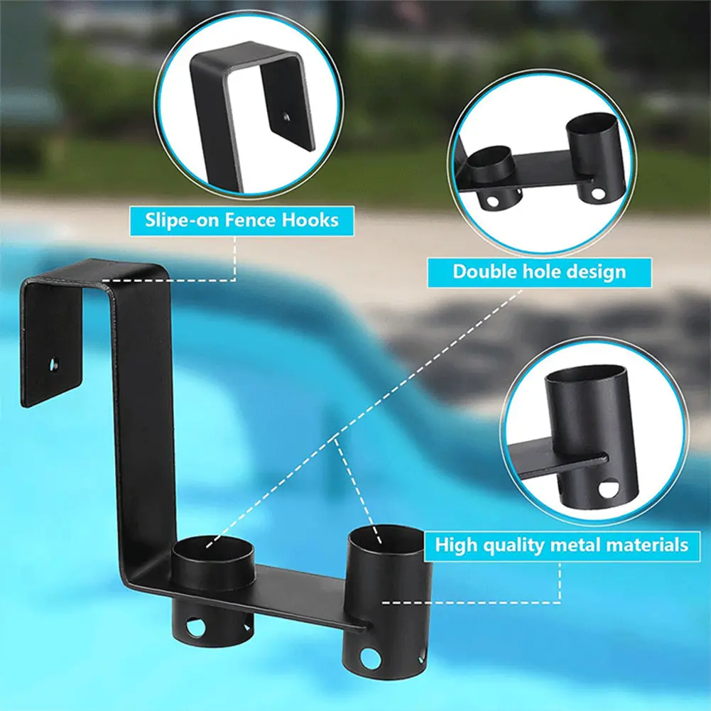 2Pcs Hanging Pool Fence Hooks Multifunctional Pool Fence Storage Rack Pool Cleaning Tool Organizer for Skimmer Net Vacuum Head
