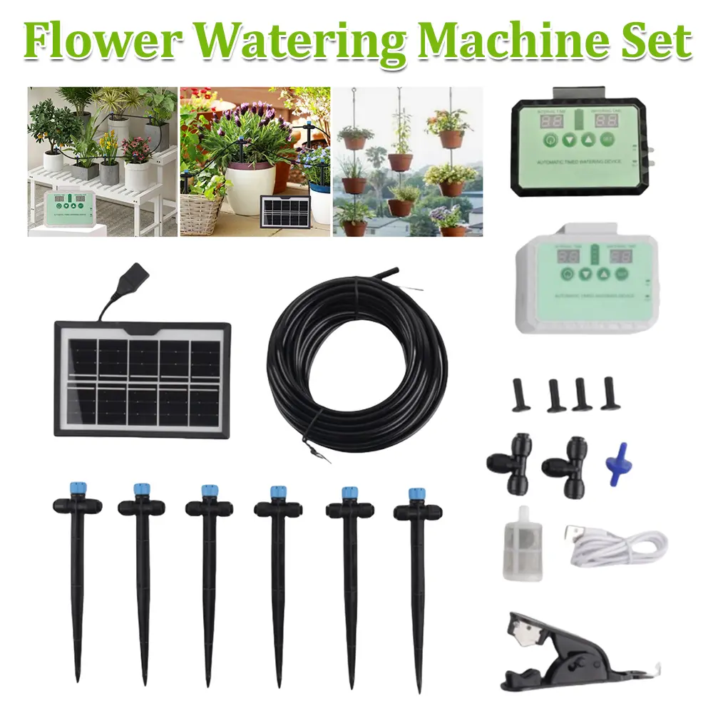 Drip Irrigation Kit Adjustable Solar Drip Irrigation System Solar Powered Plant Water Machine for Terrace Hanging Basket Potted