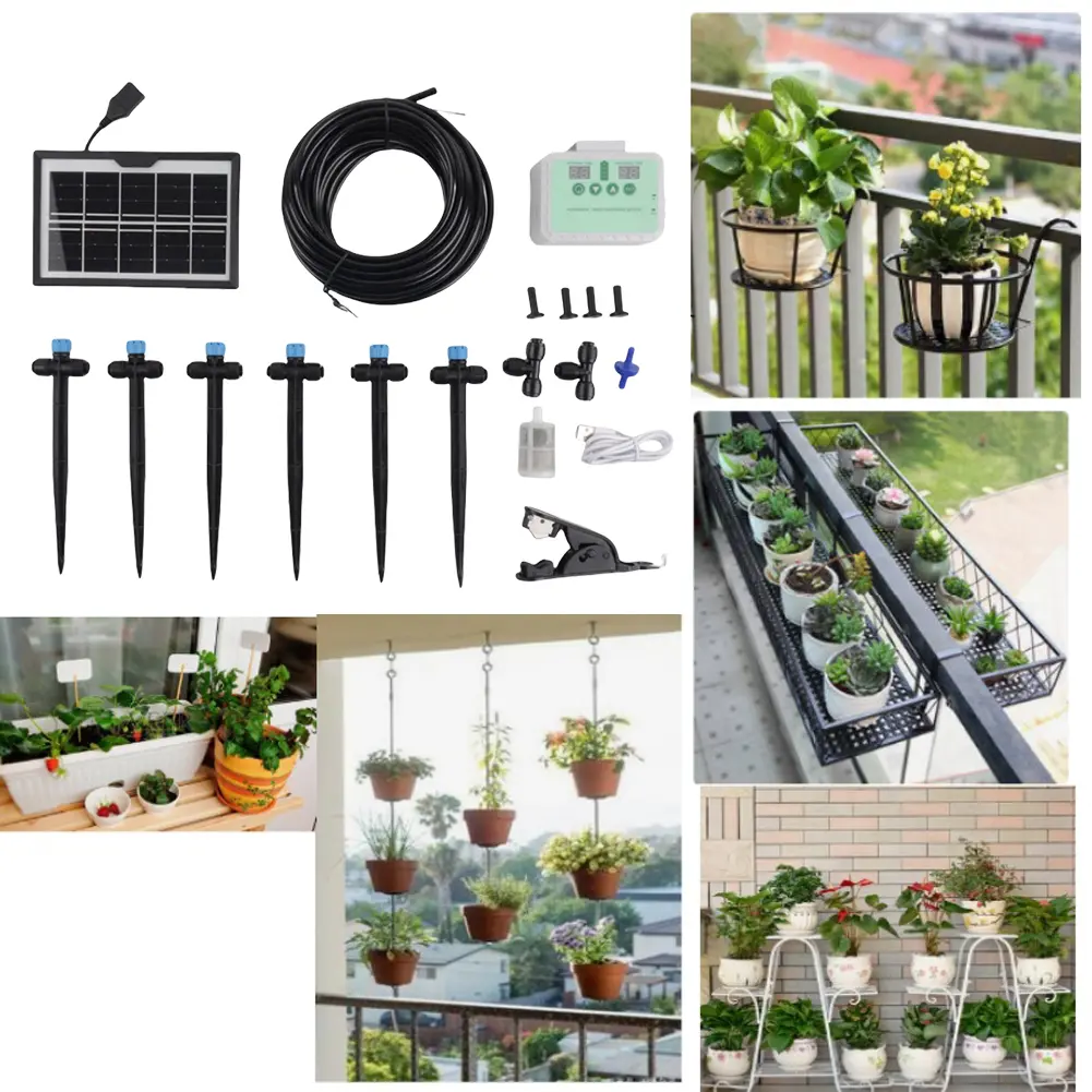 Drip Irrigation Kit Adjustable Solar Drip Irrigation System Solar Powered Plant Water Machine for Terrace Hanging Basket Potted