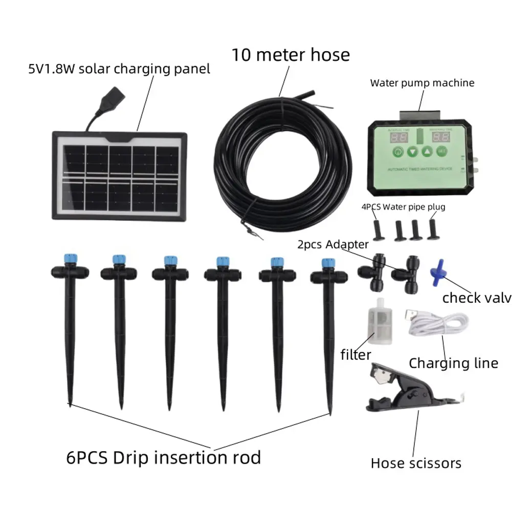 Drip Irrigation Kit Adjustable Solar Drip Irrigation System Solar Powered Plant Water Machine for Terrace Hanging Basket Potted