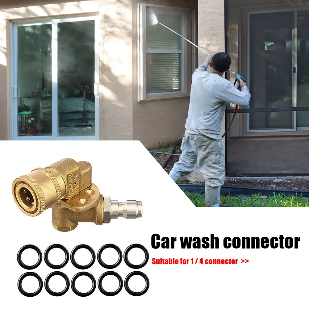 1/4 Adjustable Joint with 10Pcs O-Rings 180 Degree 1/4 Inch Quick Connect Pivoting Coupler 5 Angles for High-Pressure Car Washer