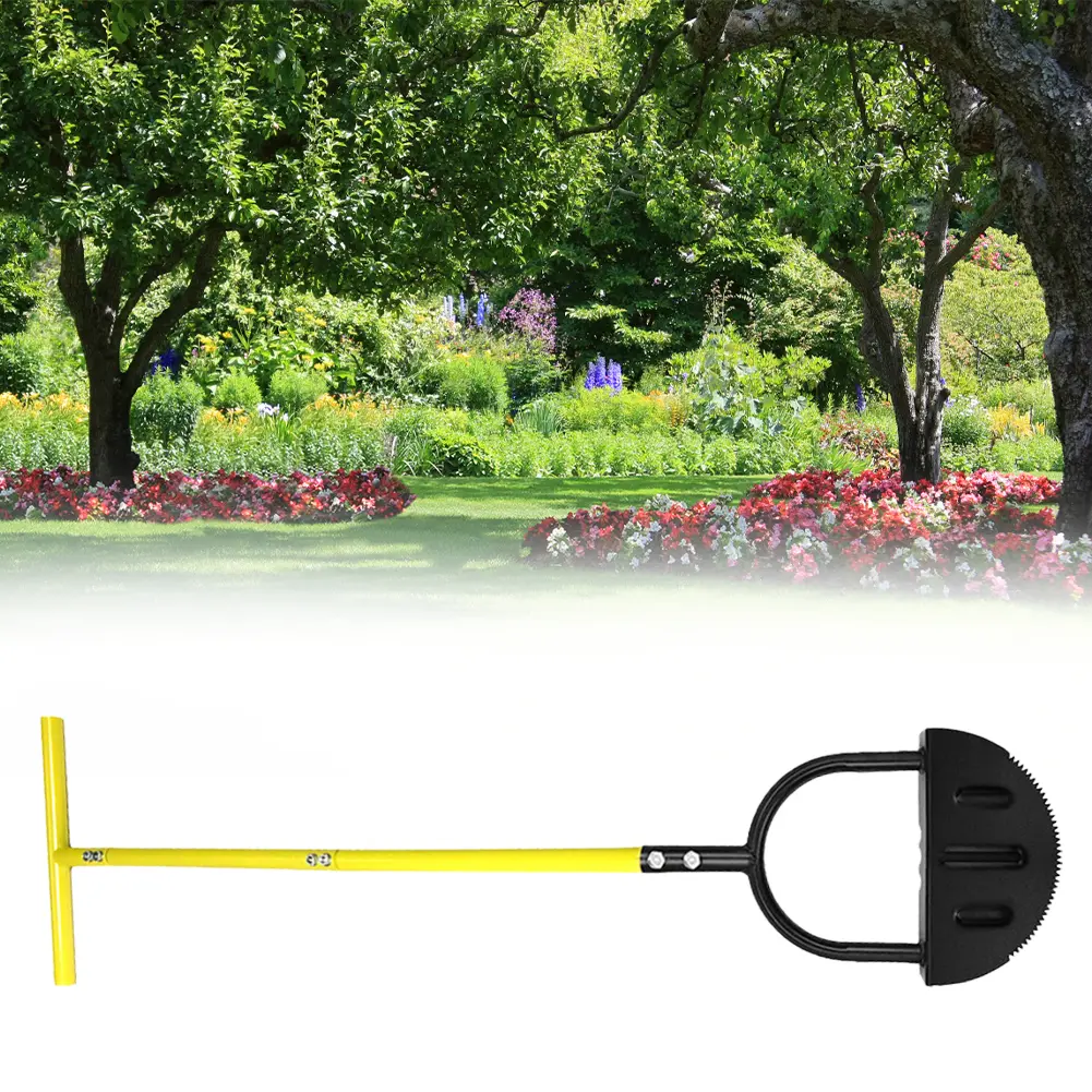 Half Moon Edger Trimming Shovel Long Handled Saw-Tooth Lawn Step Edger Lawn Mowing Weeding Tools for Garden Sidewalk Flower Beds
