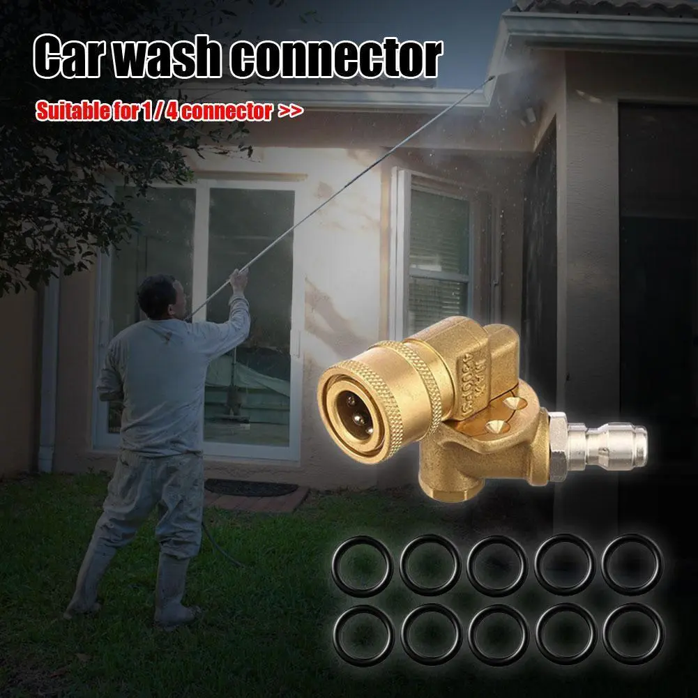 1/4 Adjustable Joint with 10Pcs O-Rings 180 Degree 1/4 Inch Quick Connect Pivoting Coupler 5 Angles for High-Pressure Car Washer