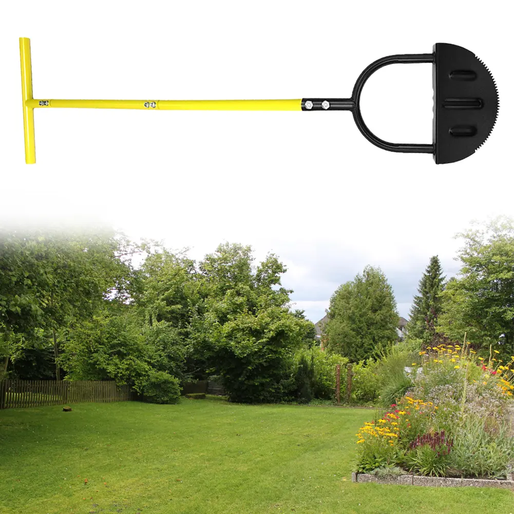 Half Moon Edger Trimming Shovel Long Handled Saw-Tooth Lawn Step Edger Lawn Mowing Weeding Tools for Garden Sidewalk Flower Beds