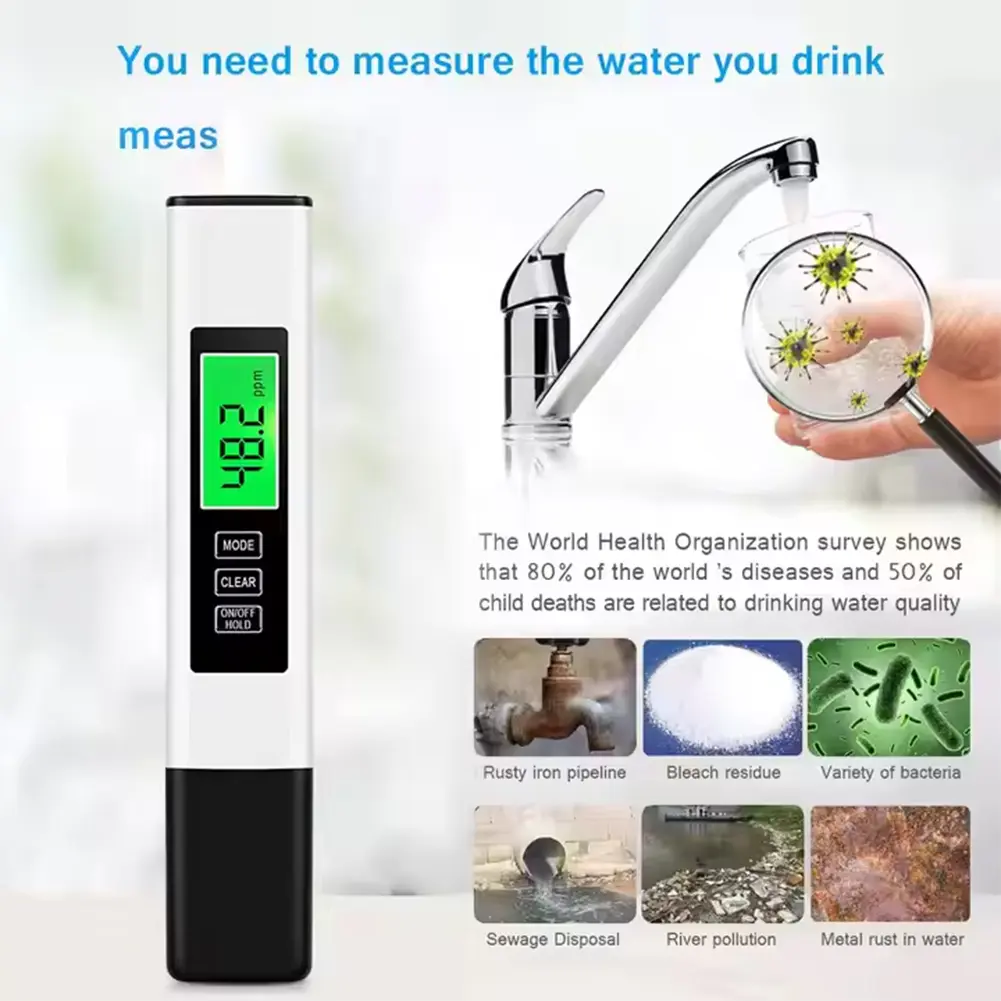 4 in 1 Digital Water Tester TDS Meter Backlit LCD Display TDS EC & Temperature(°C °F) Meter for Pools Drinking Water Aquariums