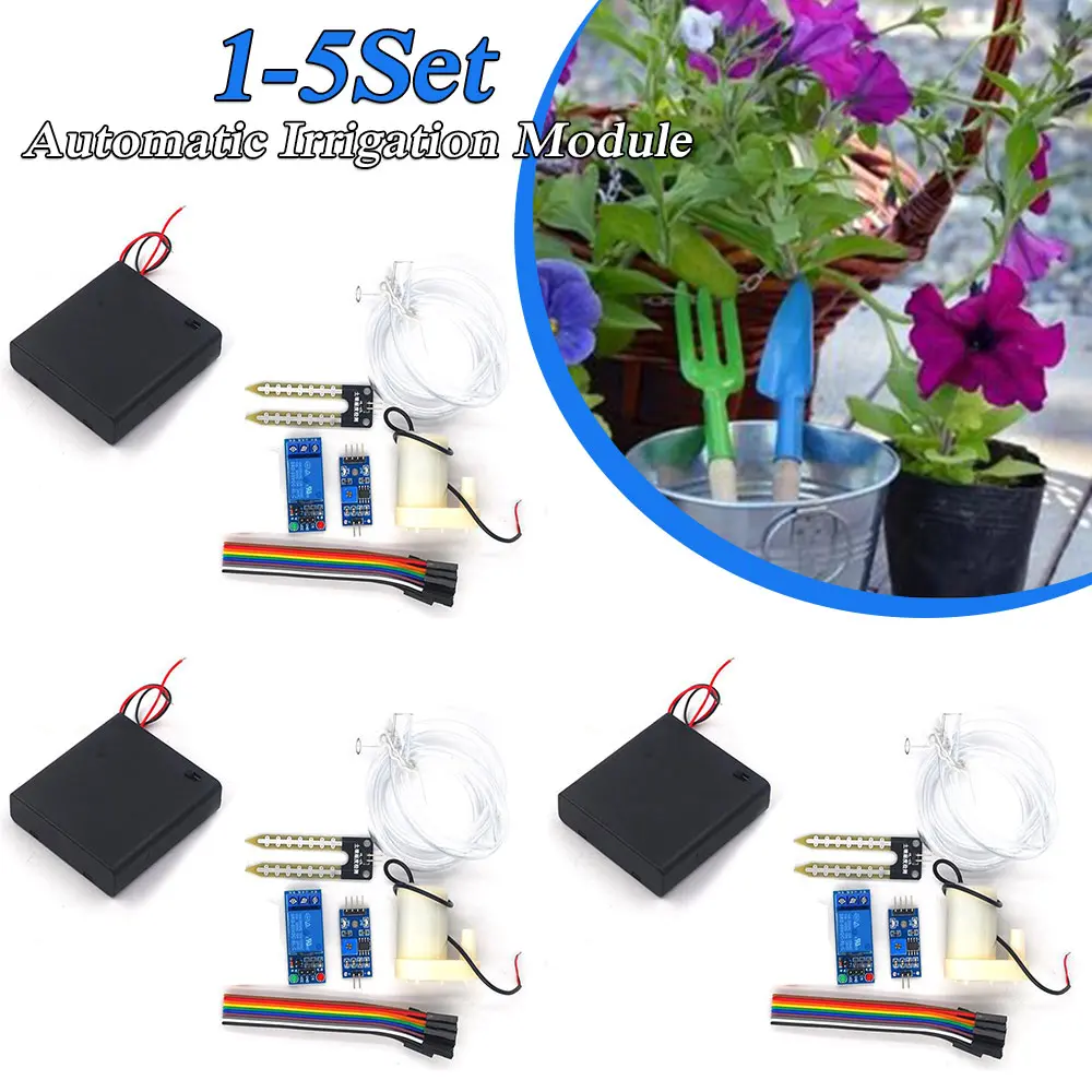 1-5Set Automatic Irrigation Module DIY Automatic Watering Kit Garden Water Pump Soil Moisture Sensor Relay Module For Arduino
