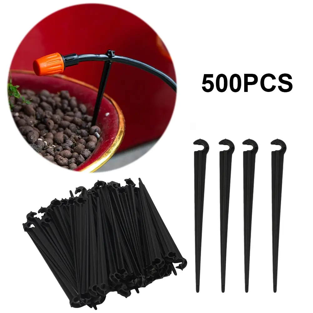 500Pcs Irrigation Drip Support Stake Tubing Hose Holder Garden Ground Rod Drip Irrigation Stem Holder for Vegetable Herbs Garden
