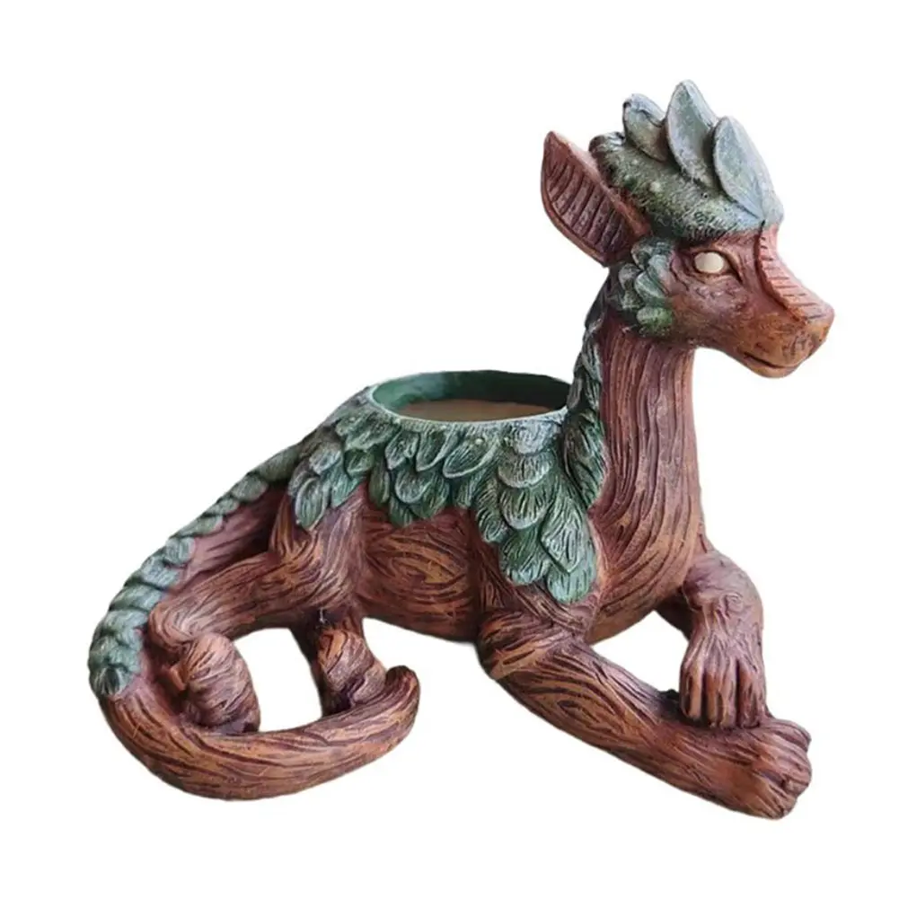 Dragon Tree Succulent Planter Resin Garden Statue Unique Succulent Pot Gift for Nature Lovers