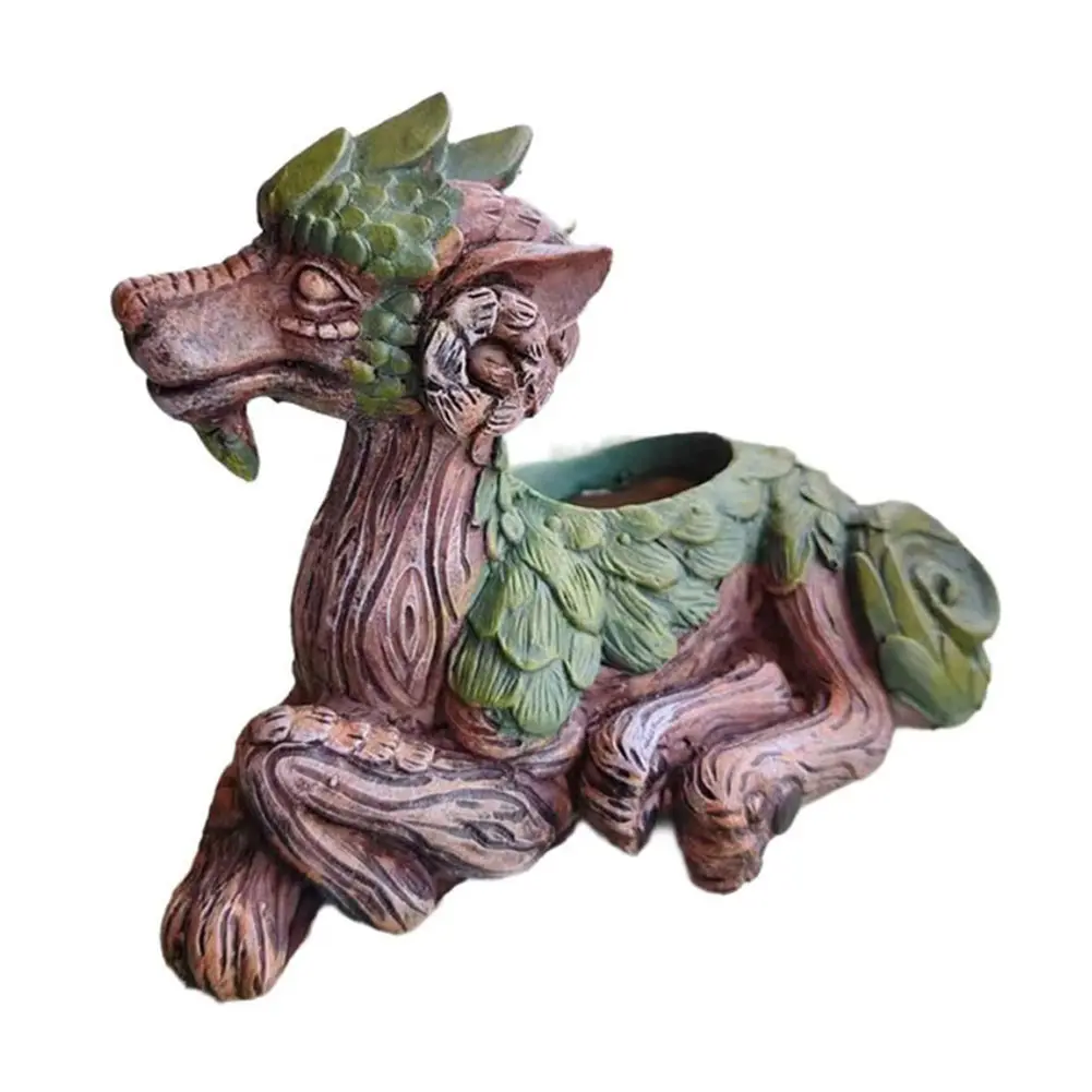 Dragon Tree Succulent Planter Resin Garden Statue Unique Succulent Pot Gift for Nature Lovers