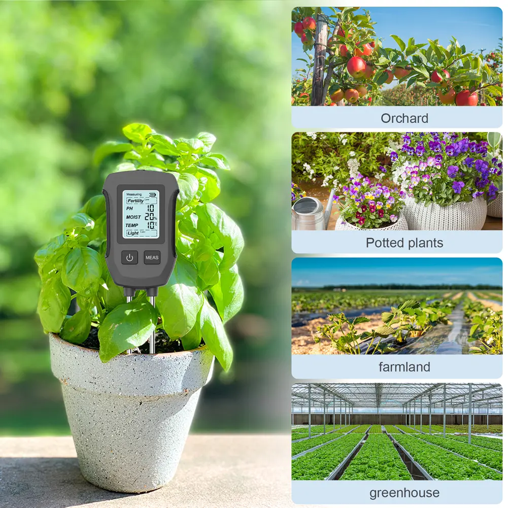 5 in 1 Digital Soil Tester Fertility/Moisture/PH/Temperature/Sunlight Meter Plant Doctor Detector for Flower Plants Garden Lawn