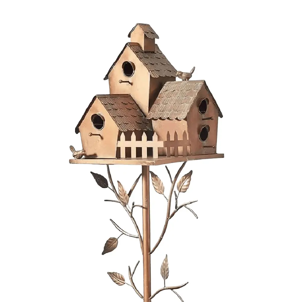 Birdhouse Garden Stakes Garden Outdoor Metal Birdhouse Decoration Metal Birdhouse Stake for Outdoor Yard Garden Decor