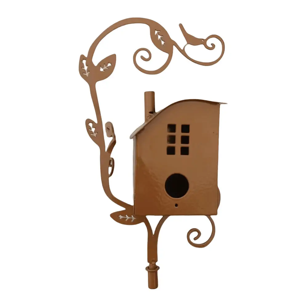 Birdhouse Garden Stakes Garden Outdoor Metal Birdhouse Decoration Metal Birdhouse Stake for Outdoor Yard Garden Decor