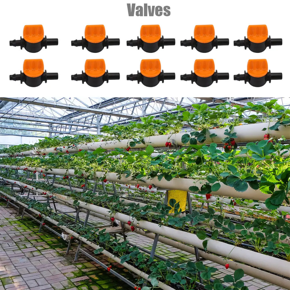 40-200PCS Hose Valve Garden Tap Garden Drip Irrigation Fittings Pipe Connectors Water Valve 4/7mm Water Flow Control Valve Parts