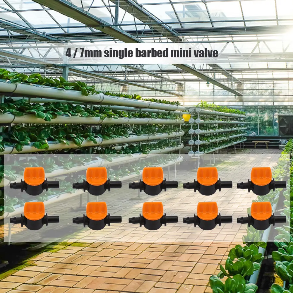 40-200PCS Hose Valve Garden Tap Garden Drip Irrigation Fittings Pipe Connectors Water Valve 4/7mm Water Flow Control Valve Parts