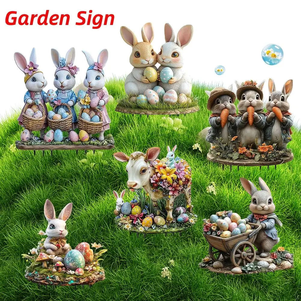 Easter Acrylic Garden Stake Decoration Multi-Function Courtyard Statue Waterproof Patio Sculpture for Outdoor Decoration Supplie