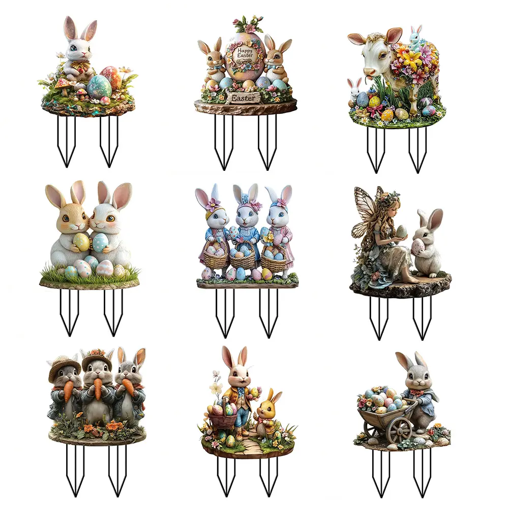 Easter Acrylic Garden Stake Decoration Multi-Function Courtyard Statue Waterproof Patio Sculpture for Outdoor Decoration Supplie