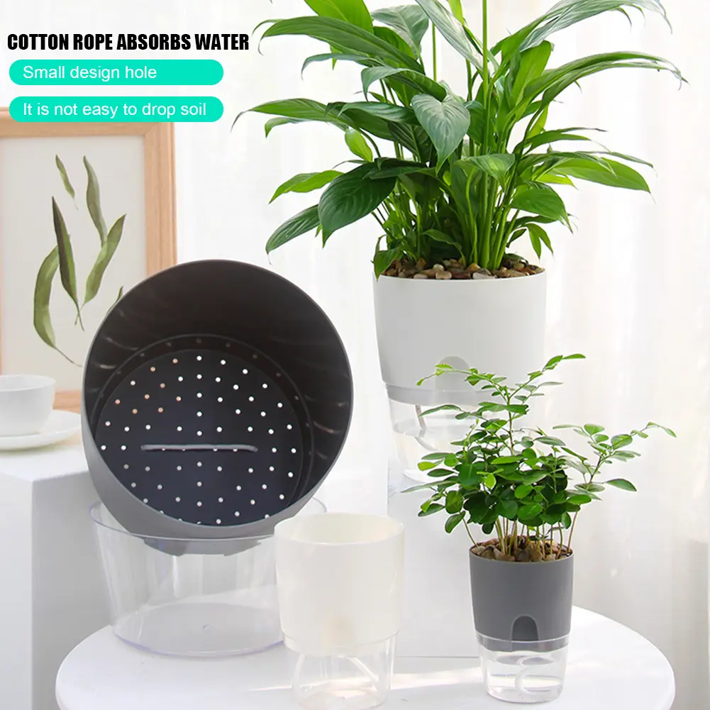 4-10PCS Self Watering Plastic Flower Pot Double Layer Hydroponics Plants Bonsai Pot Vases Succulent Potted Planters Home Office