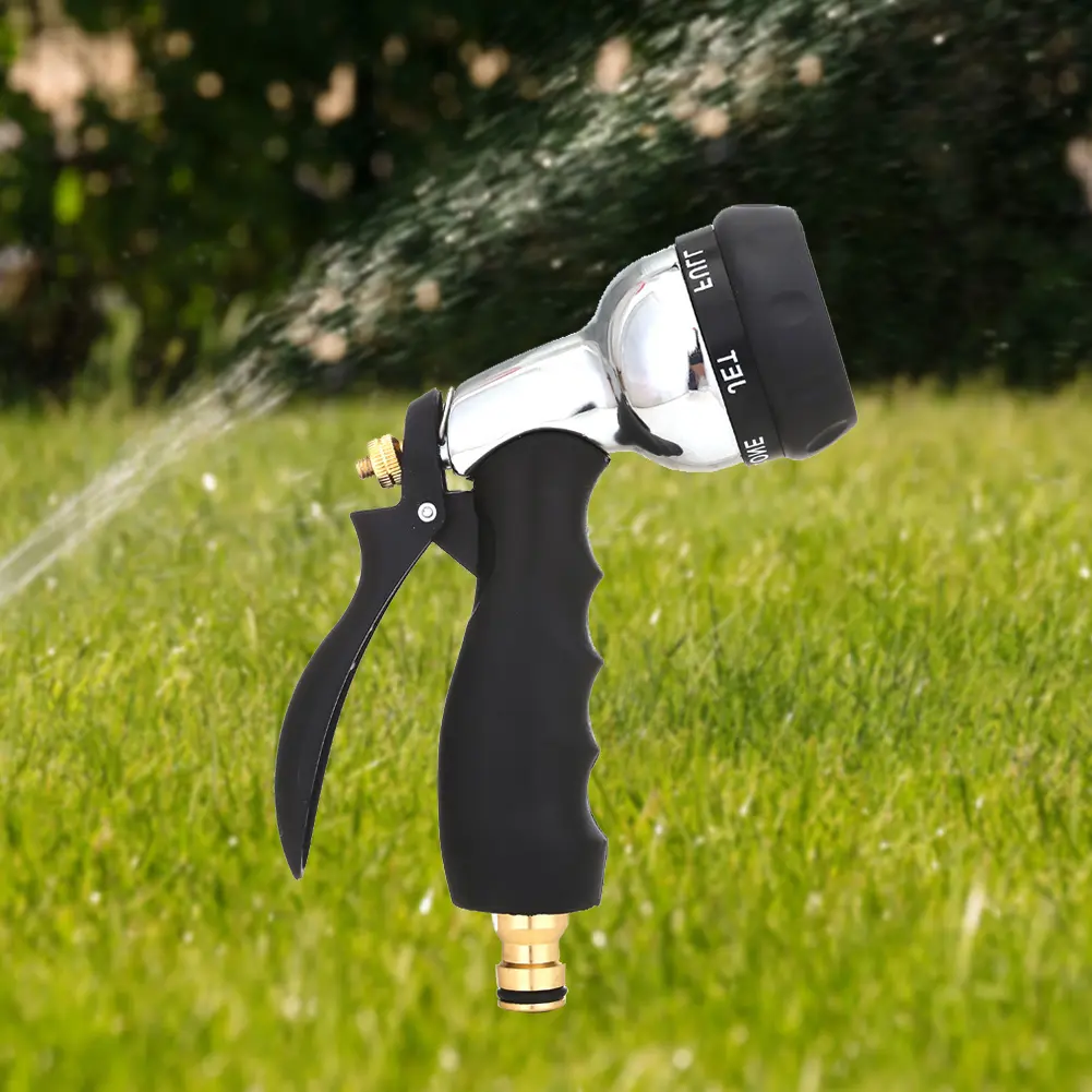 Metal Water Spray Gun Rust Prevention Metal Irrigation Water Gun with Rubber Handle for Car Garden Lawn Wash for Cleaning