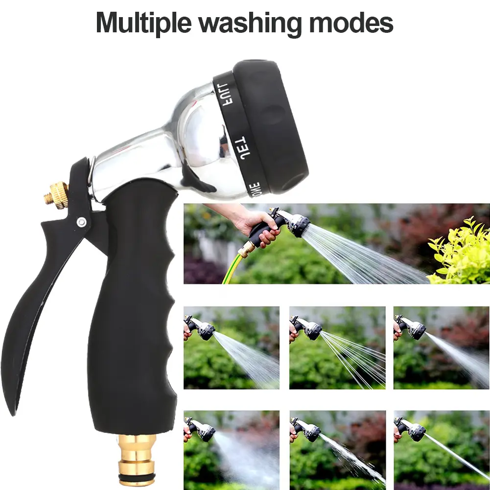 Metal Water Spray Gun Rust Prevention Metal Irrigation Water Gun with Rubber Handle for Car Garden Lawn Wash for Cleaning
