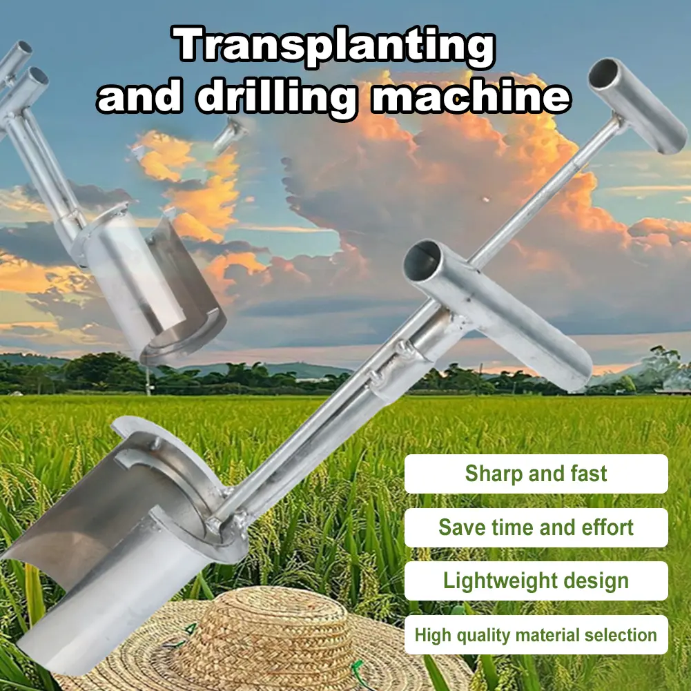 Bulb Planter Tool Plant and Fruit Tree Seedling Transplanter T-Style Handle Lawn Aerator for Planting Digging Transplanting