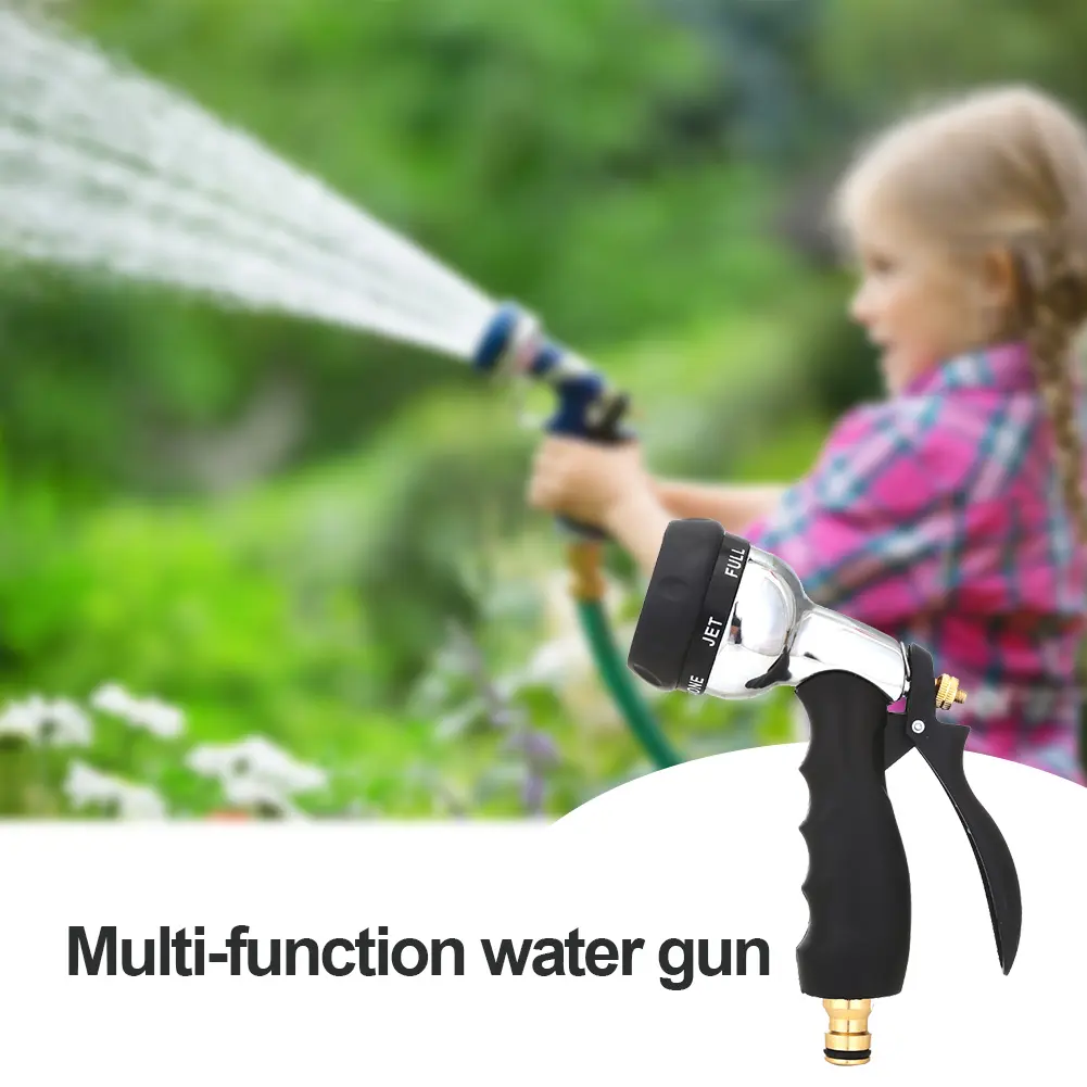 Metal Water Spray Gun Rust Prevention Metal Irrigation Water Gun with Rubber Handle for Car Garden Lawn Wash for Cleaning
