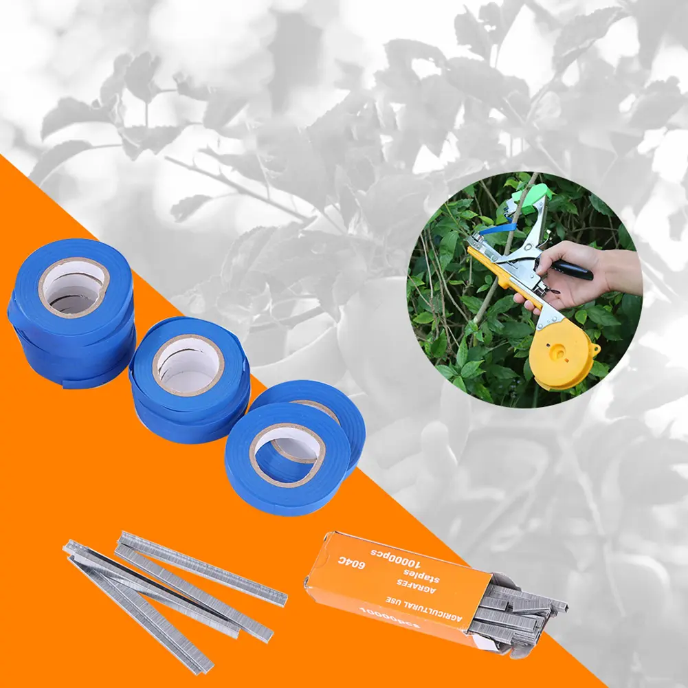 12/20PCS Plant Branch Tie Tape Hand Tying Binding Tools with 1 Box Staple For Garden Tying Machine Vegetable Fruit Tree Tapenter