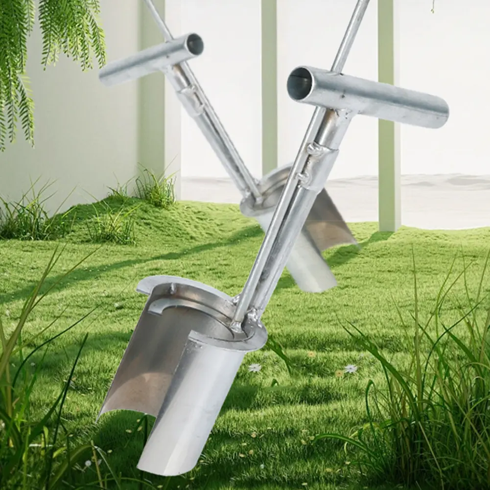 Bulb Planter Tool Plant and Fruit Tree Seedling Transplanter T-Style Handle Lawn Aerator for Planting Digging Transplanting