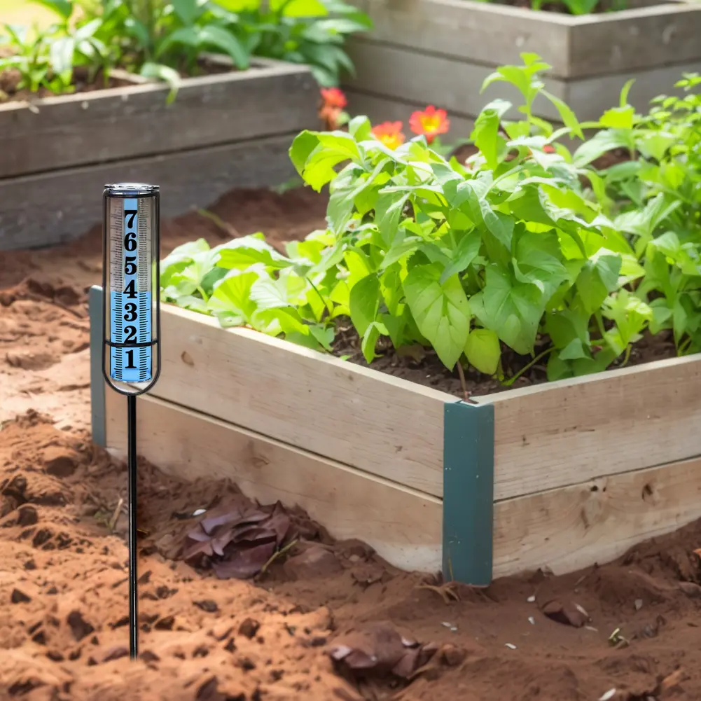 Outdoor Garden Rain Gauge Freeze Proof rain Gauge Outdoor Best Rated For Garden Deck Lawn with Large Numbers Adjustable Height