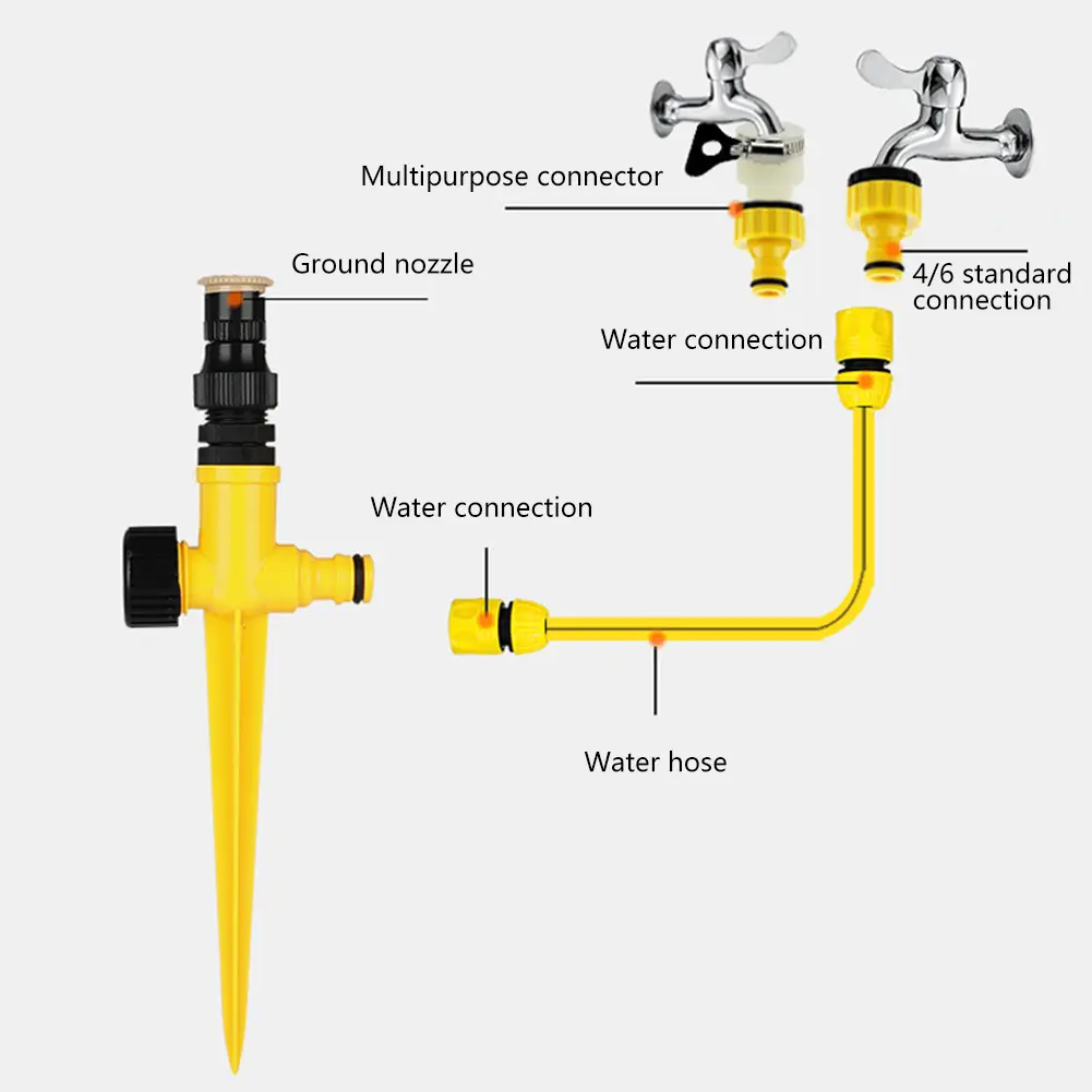 5PCSAuto Irrigation System 360 Degree Rotation Irrigation Watering Sprinkler Corrosion Resistant Accessories for Garden Lawn