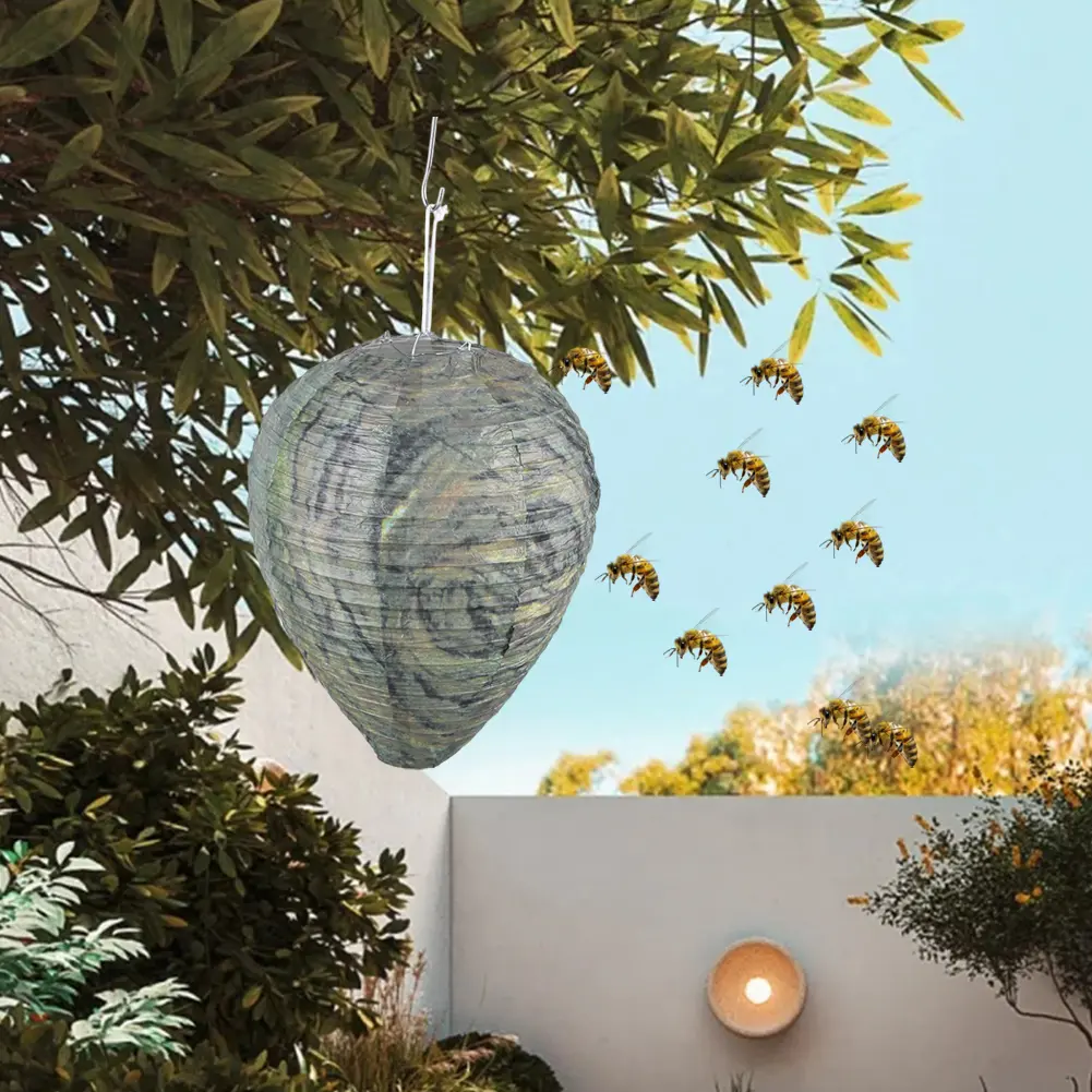 3-10PCS Wasp Nest Decoy Hornets Deterrents Non-Toxic Fake Nest Bee Decoy Beehive Lanterns Hanging Patio Garden Repellent Trap