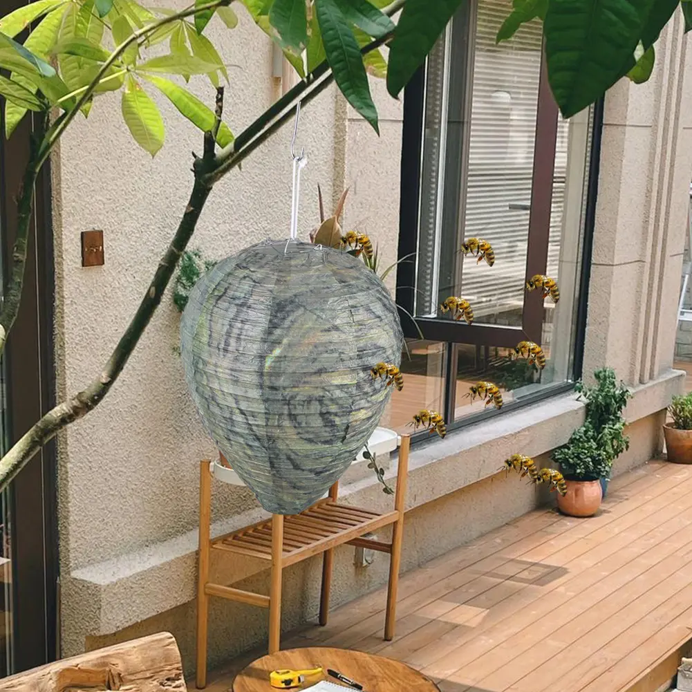 3-10PCS Wasp Nest Decoy Hornets Deterrents Non-Toxic Fake Nest Bee Decoy Beehive Lanterns Hanging Patio Garden Repellent Trap